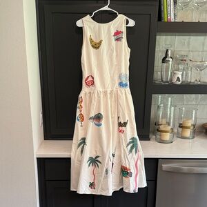White Sleeveless Dress with Colorful Prints